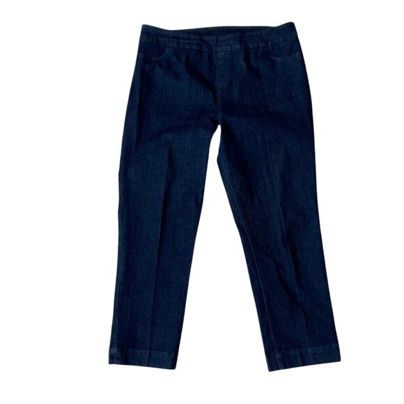 Soft Surroundings Denim Elastic Waist Ankle Crop Jeans - Size Large - Picture 1 of 5